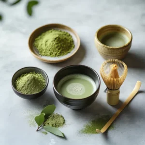 ผงชาเขียวมัทฉะบดหิน สีเขียวหยก เนื้อเนียน หอมอุมามิ เหมาะชงสด