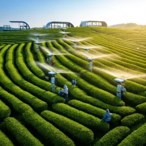 แปลงปลูกชาเขียวคุณภาพ ภายใต้ร่มเงา เสริมกลิ่นหวานหญ้าอ่อนของมัทฉะ