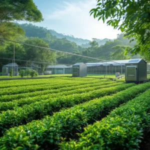 แสงอรุณในไร่ชาเขียว สื่อถึงที่มาของมัทฉะหอมสดใหม่