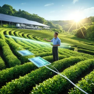 แปลงปลูกชาเขียวระบบร่มเงา เพื่อรสอุมามิของผงมัทฉะชั้นดี