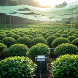 แปลงปลูกชาเขียวคุณภาพ ภายใต้ร่มเงา เสริมกลิ่นหวานหญ้าอ่อนของมัทฉะ